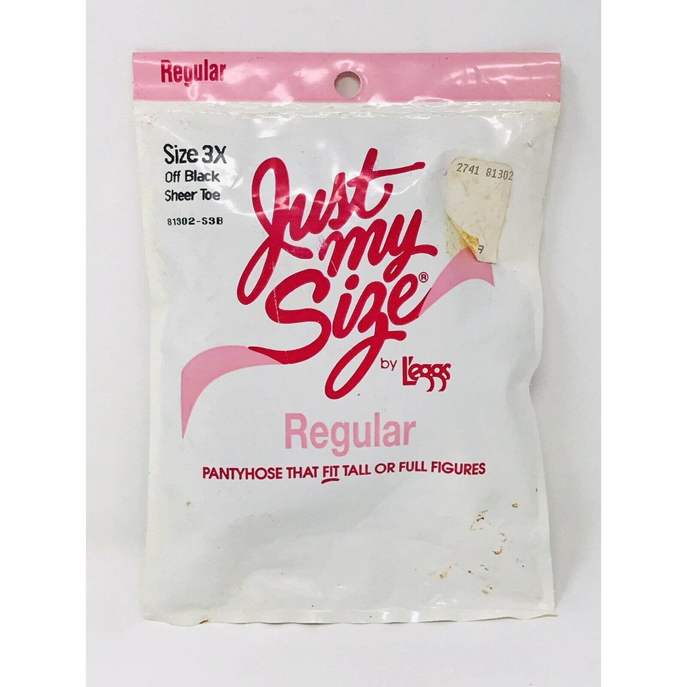 Vintage Leggs Just My Size Pantyhose 3X Off Black Sheer Toe Regular NOS
